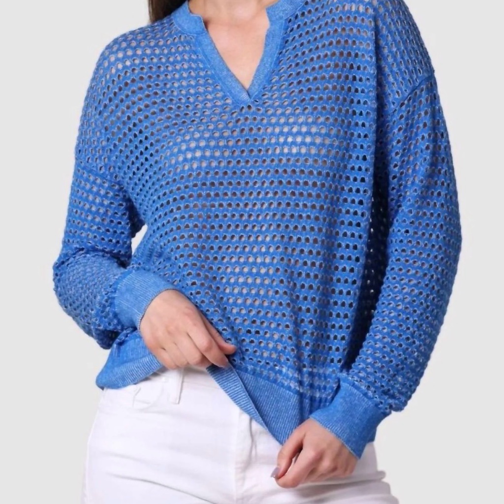 Minnie Rose Blue V-Neck Sweater